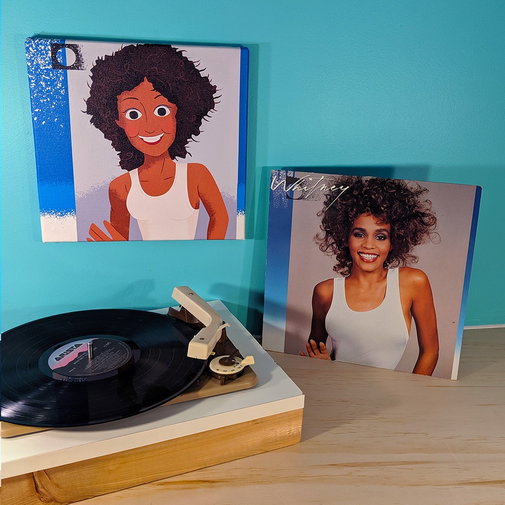 Whitney on canvas and on vinyl