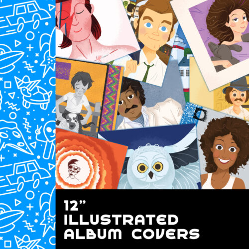 12" illustrated album covers