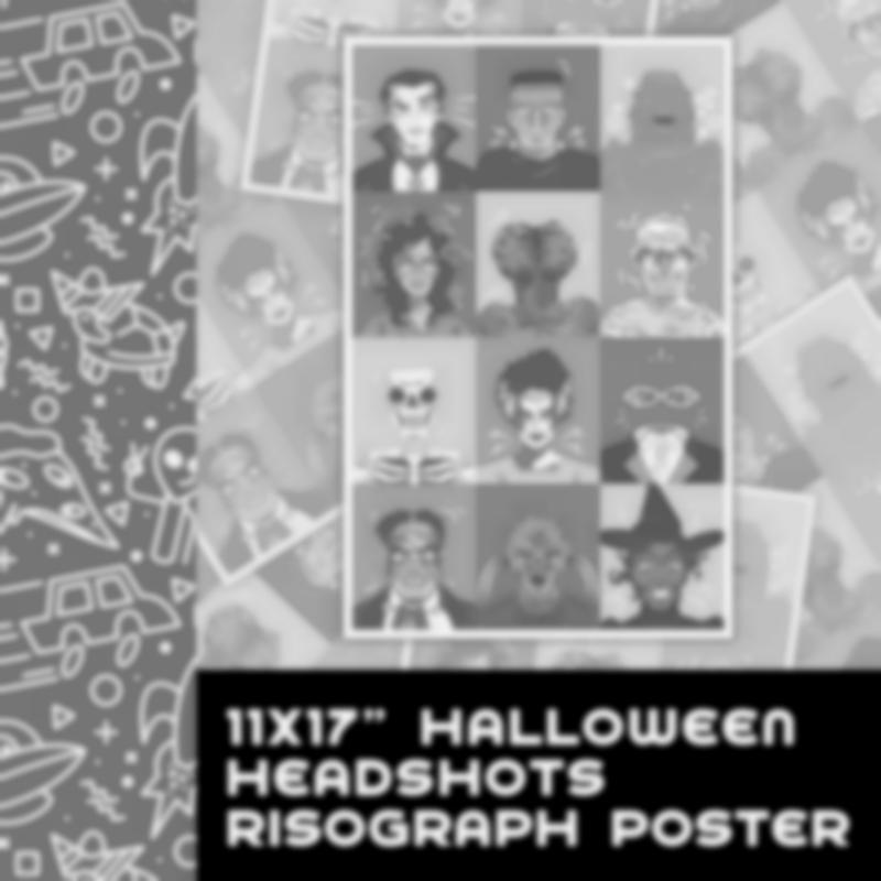 11x17" Halloween Headshots Risograph Poster