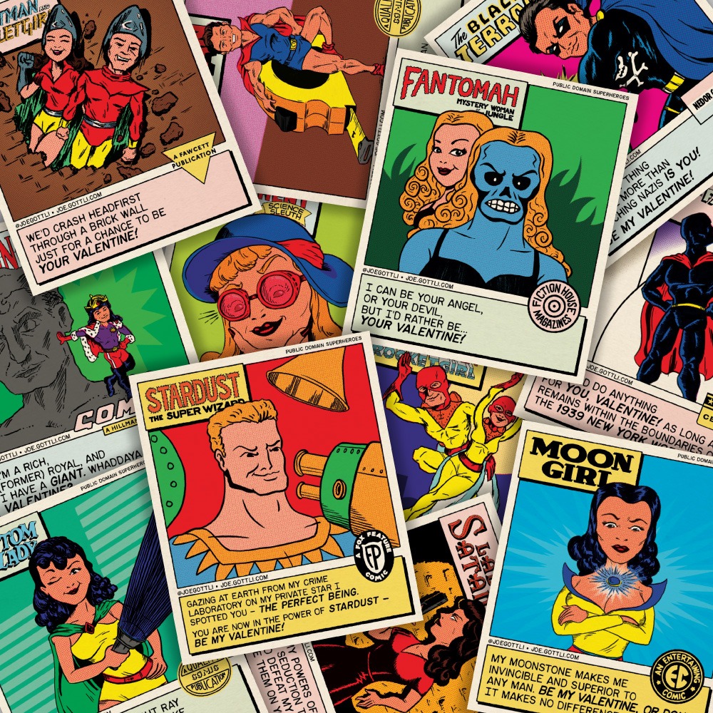 Public Domain Superheroes Valentines